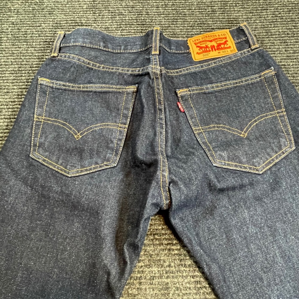 Levis 505 Regular Fit Straight Leg Jeans Mens 30x30 Dark‎ Indigo Blue Denim - Picture 3 of 7